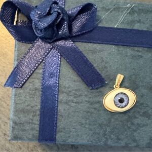 14k Real Gold Blue Eye Pendant GOOD LUCK PROTECTION NEW